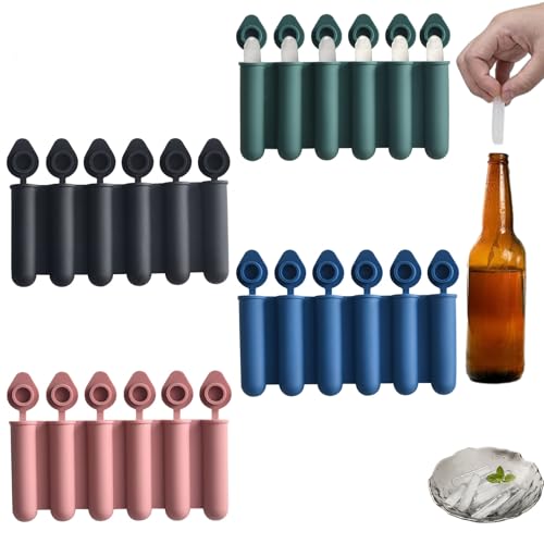Zäpfchenform Eiswürfelform, 4 Stück Lange Eiswürfelformen mit Deckel, Silikon Mini Eiswürfelform, für Eiswürfel, DIY Popsicle, Selbstgemachtes Eiscreme von Generic