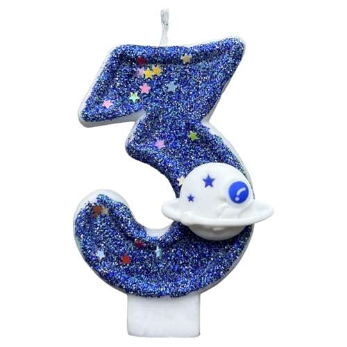 Zahlenkerzen - Full Series Digit Birthday Candles, Blaue Kuchenkerzen Mit Weltraumplanetendekorationen | Neuheit Decor Wiedervereinigungen Themenpartyzubehör, Süßer Geburtstagstorte Topper Für Freunde von Generic