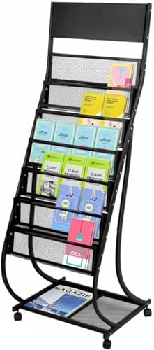 Zeitschriftenhalter Prospektständer, Bodenstehender Zeitschriftenständer, Broschürenständer Mit Rädern, Geeignet Für Büromessen von Generic