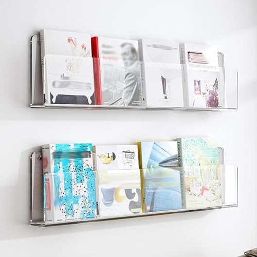 Zeitschriftenständer 2-stufiger Zeitschriftenständer, Klarer Acryl-broschürenhalter, Hängendes Bücherregal, Wandhalterung Für Dokumentenaufbewahrung Für Kirche, Portfolio 1, L - 80cm/31.5in von Generic
