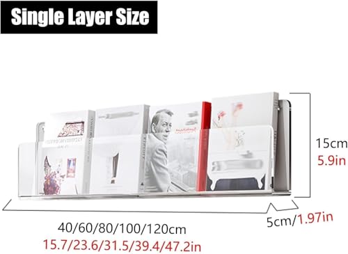 Zeitschriftenständer 2-stufiger Zeitschriftenständer, Klarer Acryl-broschürenhalter, Hängendes Bücherregal, Wandhalterung Für Dokumentenaufbewahrung Für Kirche, Portfolio 3, L - 80cm/31.5in von Generic