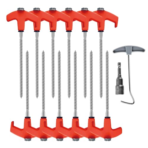 Zeltheringe – Erdspieße für Planen – fluoreszierende Metallpfähle | Sichere Unterstützung, sechseckig, fluoreszierende Schraubgewindestifte Set für Baldachin, Plane, Landschaftsbau, , Kunstrasen von Generic