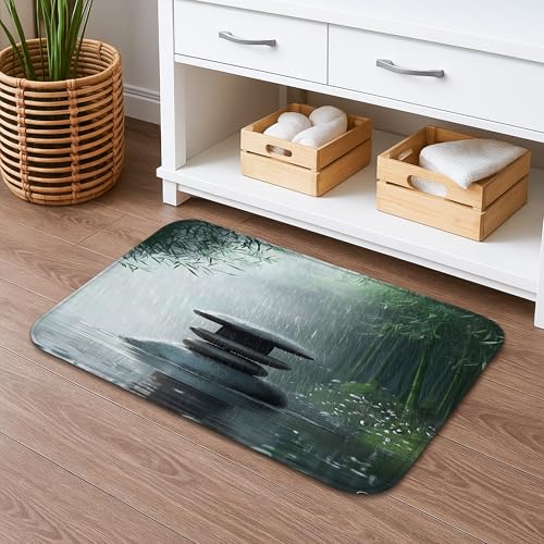 Zen Garten Badematte Elegant Regenstein-Muster Saugfähig Rutschfest Memory Foam Waschbar Badvorleger Badezimmer WC Dekor 50 x 81 cm Zen Garten Badematte Elegant Regenstein-Muster Saugfähig Rutschfest Memory Foam Waschbar Badvorleger Badezimmer WC Dekor 50 x 81 cm von Generic