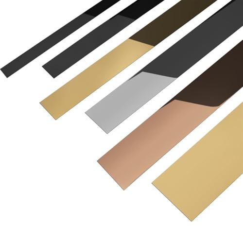 Zierleisten Selbstklebend Selbstklebende Wandleistenleiste 201 Edelstahl metallisierte Oberfläche 10 Fuß/Rolle dekorative Leiste für Tür Wand Spiegel Möbel Kleiderschrank (Gold gebürstet 100 mm) von Generic