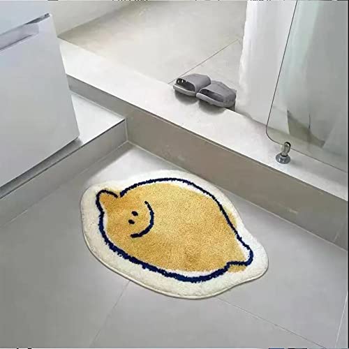 Zitronenbereich Teppiche Lustige Badezimmer Teppiche Saugfähige Badteppiche Rutschfester Duschteppich für Badezimmer Küche Waschbecken Schlafzimmer Bodenmatte Teppich (40,6 x 61 cm, Zitronenform) von Generic