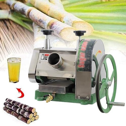Zuckerrohr-Entsafter, Edelstahl-Maschine, manuelle Saftpresse für 2 Zuckerrohreinlässe, 3 Walzen, 110 Pfund Ausgabekapazität (A) von Generic