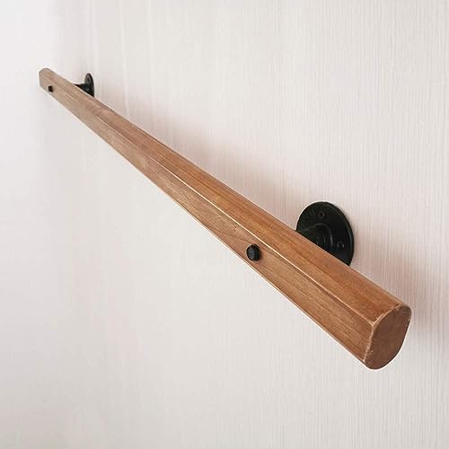 Zuhause Treppenhandläufe Rutschfestes Treppengeländer Aus Holz Für Die Sicherheitsunterstützung Im Innenbereich Im Freien Wandhalterung Handläufe Mit Installationssatz EIN, Brown, 50cm von Generic