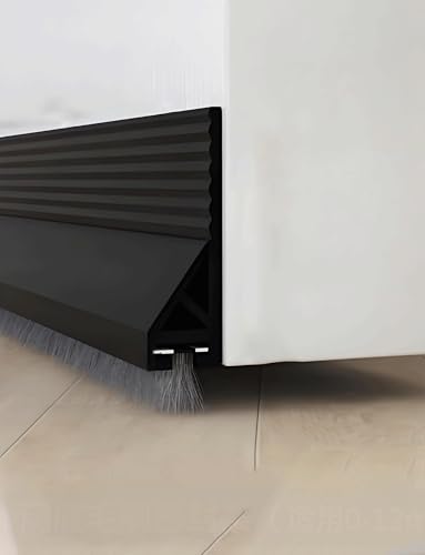 Zuschneidbare Barriere für die Unterseite der Tür, Türstopper für die Unterseite der Tür, Türstopper zum Blockieren des kalten Winds (schwarz, 4 Stück) von Generic