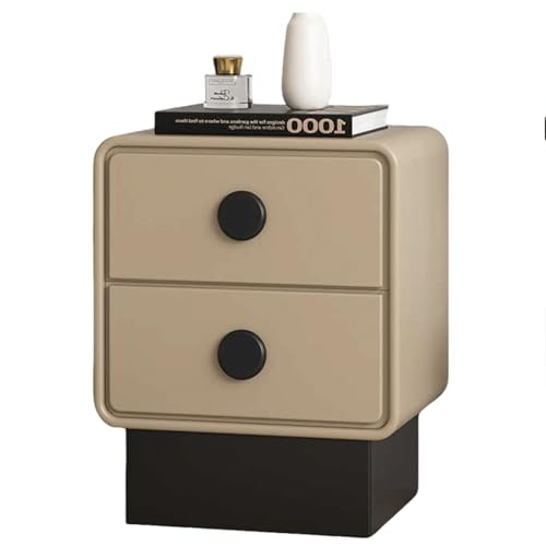 Zweistöckiger Nachttisch mit Schubladen, weiß lackiertWeißer Beistelltisch for das Schlafzimmer，Multifunktionaler Beistelltisch mit Stauraum, schwarz(Khaki,45cm(17.7inch)) von Generic