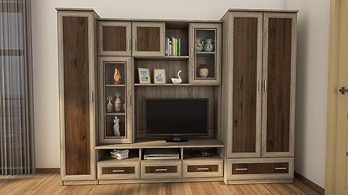 Meblast - Wohnwand Wohnzimmer BOSMAN - Klassisches Design Schrankwand - Elegant Wohnzimmer Möbel - Wohnzimmerschränke - 270x200x53 (B/H/T) von Generic