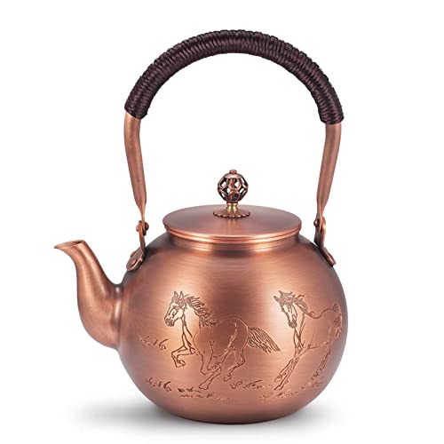 kung fu Tea Japanese Tea Zeremonie Tea Ware Tea Kessel Pure Copper Teekanne Handmade Copper Pot Kochendes Wasser Kupfer Topf 1,3L (Typ 9) von Generic