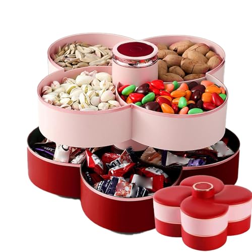 mit Fach - Snacktablett mit Deckel | Rotary Snack Tablett | Blumenform geteiltes Serviertablett | Snacktablett | Snack-Box Hackbehälter für Küche Picknick Süßigkeiten Vorspeise Snack mit Fach - Snacktablett mit Deckel | Rotary Snack Tablett | Blumenform geteiltes Serviertablett | Snacktablett | Snack-Box Hackbehälter für Küche Picknick Süßigkeiten Vorspeise Snack von Generic