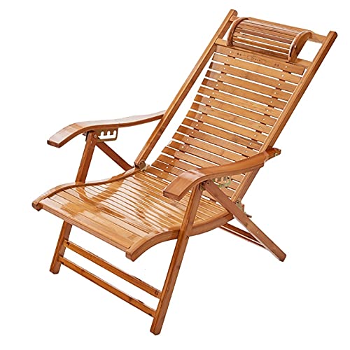 omischer, klappbarer Liegestuhl aus braunem Holz für Rasen und Terrasse mit gepolsterter Sitzfläche für Camping und Strand von Generic