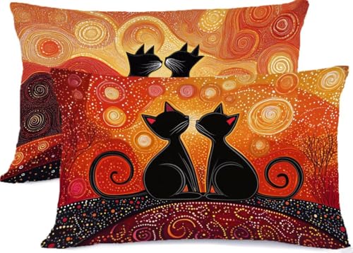 orange Farbe Kissenbezug 40 x 70 Katze Kissen 40x70, Leinen KopfKissenbezug 2er Set Kissenbezüge mit Reißverschluss, Zierkissenbezüge Seitenschläferkissen Bezug Dekokissen, für Deko Wohnzimmer R-132 orange Farbe Kissenbezug 40 x 70 Katze Kissen 40x70, Leinen KopfKissenbezug 2er Set Kissenbezüge mit Reißverschluss, Zierkissenbezüge Seitenschläferkissen Bezug Dekokissen, für Deko Wohnzimmer R-132 von Generic