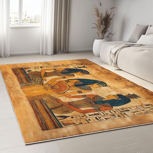 rutschfest Pflegeleicht Teppich 140 x 200 cm, Kuscheliger Hellbraun Flanell-Wurfteppich mit Retro Traditionell Mystisch aufgedrucktem Muster und Anti-Rutsch-Unterseite rutschfest Pflegeleicht Teppich 140 x 200 cm, Kuscheliger Hellbraun Flanell-Wurfteppich mit Retro Traditionell Mystisch aufgedrucktem Muster und Anti-Rutsch-Unterseite von Generic