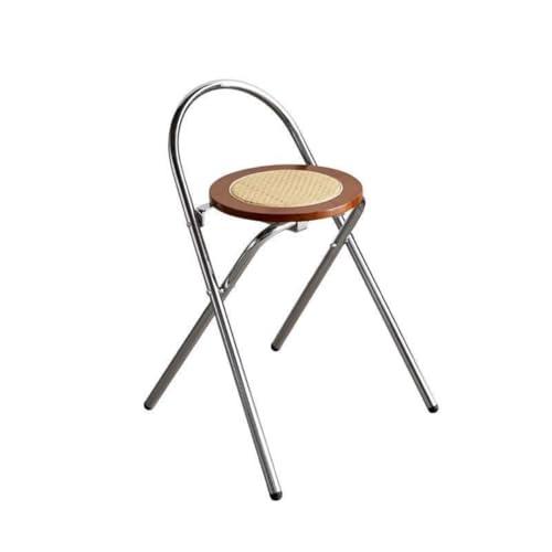 tragbarer Klapphocker aus Metall für, Frühstücksbarhocker mit rundem Sitz und Rückenlehne aus Rattan, Belastung 330lbs (A) von Generic