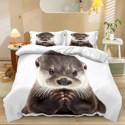 waschbare Bettbezüge Kleine Otter Nahaufnahme Moderner Bedruckter Bettbezüge mit Reißverschluss und Kissenbezug Grau 135 x 200 cm Bettwäschefür verschiedenen Größen passend für Vier Jahreszeiten waschbare Bettbezüge Kleine Otter Nahaufnahme Moderner Bedruckter Bettbezüge mit Reißverschluss und Kissenbezug Grau 135 x 200 cm Bettwäschefür verschiedenen Größen passend für Vier Jahreszeiten von Generic