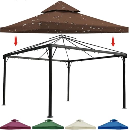 wasserdichte Pavillon-Baldachin-ersatzabdeckungen 3 M X 3 M 2-stufiges Oxford-Tuch Mit Belüfteter Oberseite Für Pergola-terrasse Im Freien, Brown, 3Ã—3M von Generic