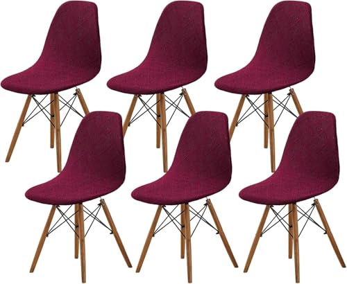 wasserdichte Stuhlhussen Stretch | Schalenstuhl Bezug Elastischer Esszimmerstuhl Bezug Waschbar Möbel Schutz Abnehmbar Für Küche Esszimmer Hochzeit Bankett(Red,6 Pcs) von Generic