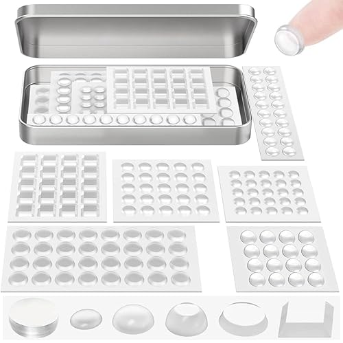 Generic001 138 Stück elastische Puffer, Gummipuffer, selbstklebend, mit Aufbewahrungsbox, Schutzpuffer, Möbelpuffer für Türen, Schubladen, Schränke, Tastatur und Notebook, 6 Größen von Generic001