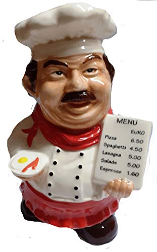 B2SEE LTD Große Keramik - Koch Chef Cookie Kneipe - Spardose - Sparschwein - Tresor - Geschenk Figur Originell Eyecatcher Geld ca 22 cm Dia von B2SEE LTD