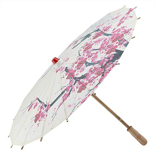 Genericer Regenschirme Small Size Retractable Classic Handmade Oiled Paper Regenschirm Chinesisch Japanisch Orientalische Kunst Klassischer Tanz Pflaumenblütenmalerei Regenfester Sonnenschirm von Genericer