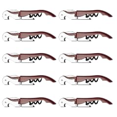 10 Korkenzieher im klassischen Stil, Weinöffner mit zwei beweglichen Impulsen, inklusive Kapselmesser und Stopfenöffner, Edelstahl (violett) von Genérico