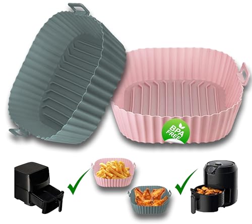 2 Silikonformen Luftfritteuse - Behälter für Luftfritteuse ohne Öl, Korb, Topf oder Airfryer-Tablett aus Silikon, kompatibel mit Cecotec, Cosori, Princess, Ninja + Handschuhe von Genérico