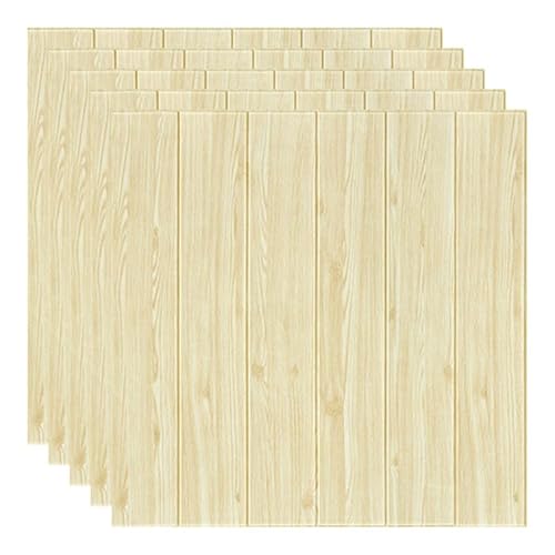 3D Wandpaneele Beschichtung Motiv Streifen Fichte Holzoptik Selbstklebend Wandaufkleber Wasserdicht PVC 77cm x 70cm x 2MM (10 Stück, Holz)) von Generico