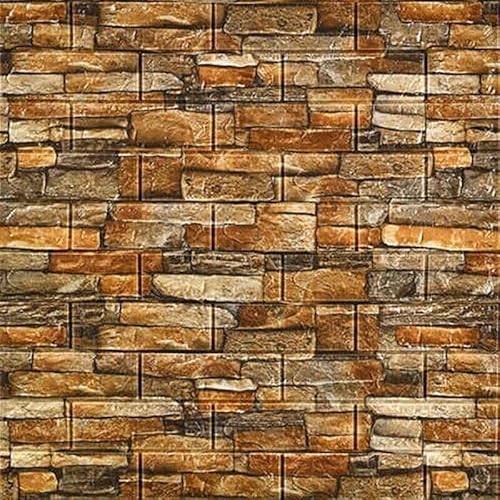 3D Wandpaneele Wandpaneele Wandverkleidung Stein Steinoptik Dunkel Stein Selbstklebend Wandsticker Wandsticker Wasserdicht PVC 77cm x 70cm x 2MM (10 Stück, Holz) von Generico