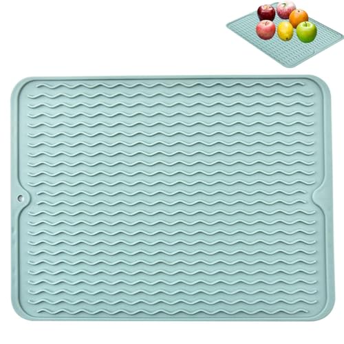 Abtropfmatte für Geschirrablage: große Silikon-Trocknungsmatten, Küchentrocknungsmatte | Waschbare Gummi-Trocknungsmatte für Teller und Pfannen, Arbeitsplattenmatte, alf von Genérico