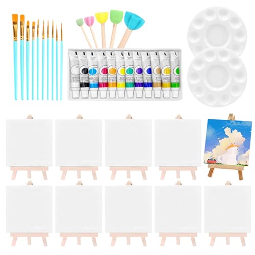 Acryl-Malset – 10-teiliges Mal- und Canvas-Set | Mini-Acrylfarben-Set, tragbar, waschbar, Lernmaterialien für Mädchen, Kinder, Erwachsene, Zuhause, Klassenzimmer, Party von Genérico