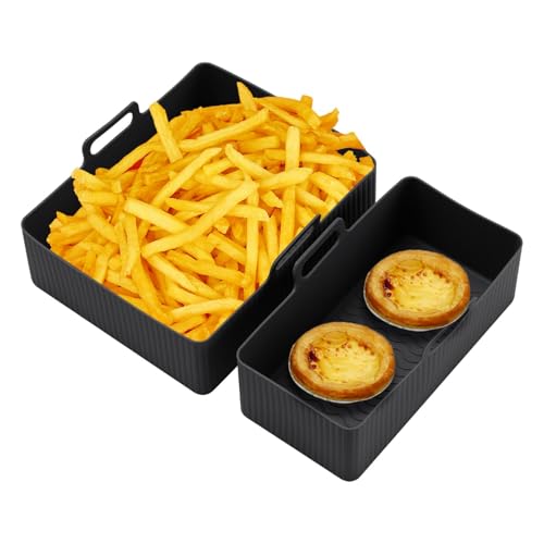 Air Fryer Liners - Silikonbeschichteter für Luftfritteuse | Antihaft-Air-Fritteusen-Tablett, 2 Silikon-Backbleche, Backblech von Genérico