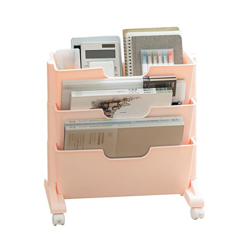 Aktenwagen mit Rollen unter dem Schreibtisch, mobiles Bücherregal mit Rollen, 3-stöckiges Rollregal unter dem Schreibtisch - Akten-Organizer mit Ru von Genérico