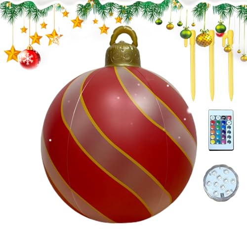 Aufblasbare Weihnachtsdekoration, 61 cm, Weihnachtskugel mit Licht, Riesenkugel in 16 Farben, für Garten, Pool, Rasen, Terrasse Aufblasbare Weihnachtsdekoration, 61 cm, Weihnachtskugel mit Licht, Riesenkugel in 16 Farben, für Garten, Pool, Rasen, Terrasse von Genérico