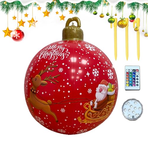 Aufblasbare Weihnachtsdekoration, 61 cm, Weihnachtskugel mit Lichtern für den Außenbereich, Riesen-Kugel in 16 Farben, für Garten, Pool, Rasen, Terrasse Aufblasbare Weihnachtsdekoration, 61 cm, Weihnachtskugel mit Lichtern für den Außenbereich, Riesen-Kugel in 16 Farben, für Garten, Pool, Rasen, Terrasse von Genérico