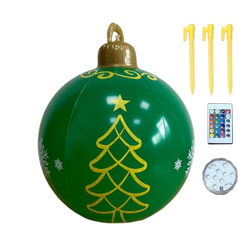 Aufblasbare Weihnachtsdekoration, 61 cm, Weihnachtskugel mit Lichtern für den Außenbereich, Riesendekoration, 16 Farben, für den Außenbereich und den Garten auf Partys von Genérico