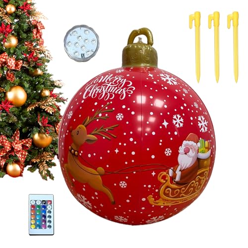 Aufblasbare Weihnachtskugel, 60 cm, Weihnachtskugel mit Lichtern für den Außenbereich, Riesen-Kugel in 16 Farben, für Garten, Pool, Rasen, Terrasse von Genérico