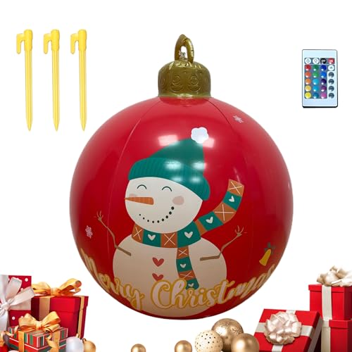 Aufblasbare Weihnachtskugel, 60 cm, Weihnachtskugeln mit Lichtern für Rasen, riesige Kugel in 16 Farben, für Garten, Pool, Rasen, Terrasse von Genérico