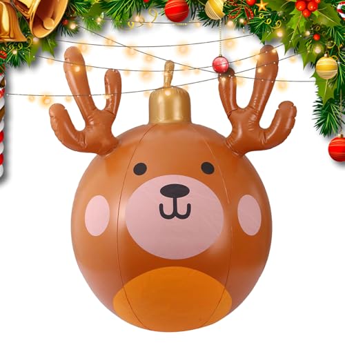 Aufblasbare Weihnachtskugel | Aufblasbare Kugeln von 58 cm für Weihnachtsdekoration | Bärlicher Hirsch Außendekoration für Haus, Haustür, Garten, Innenhof, Weg, Terrasse von Genérico