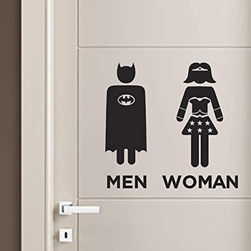 Aufkleber Toilette WC Bad Herren Damen Wandaufkleber Superhelden Batman Wunder Woman Stickers Wand Dekoration Haus Tür von Generico