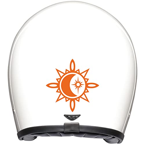 Aufkleber Tribale Sonne Mond Helm Zubehör Motorrad Dekoration für Roller Helm (2 Stück) Vinyl Farbe wählbar Artikelnummer C0033(Orange) von Generico