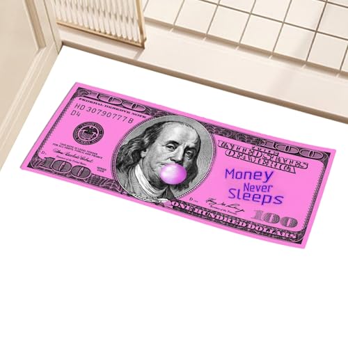 Badteppich – 100 Dollar Banknoten-Teppich aus Samt | Duschvorleger ohne Rutschen, schnell trocknend, rosa Geld, rutschfester Teppich in Geldform von Genérico
