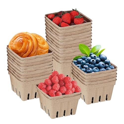Biologisch abll 30 Tabletts für Obsttransporter, Korb aus Zellstoff, stapelbare Körbe für frische Produkte, recycelbare Aufbewahrungsboxen für Märkte von Genérico