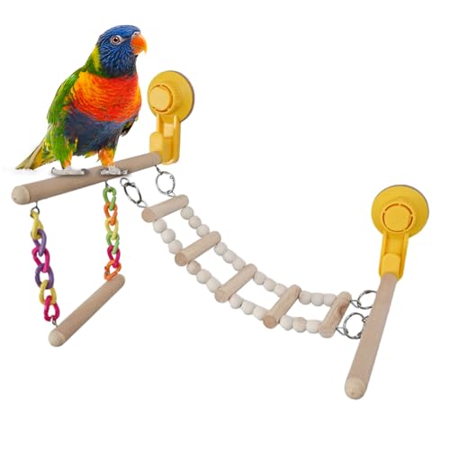 Bird-Fensterregal – Spielregal mit Saugnapf | Treppenspielzeug für kleine bis mittelgroße Vögel mit Kletterfunktion, sicherer Aufhänger für Aras Bird-Fensterregal – Spielregal mit Saugnapf | Treppenspielzeug für kleine bis mittelgroße Vögel mit Kletterfunktion, sicherer Aufhänger für Aras von Genérico