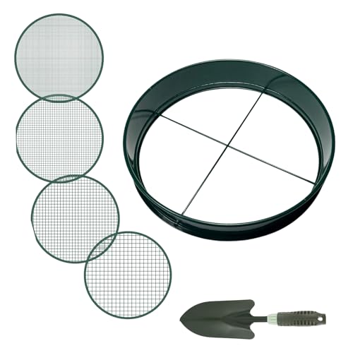 Bodensieb-Set - Siebsieb aus Netzgewebe | Bodensieb mit 4 austauschbaren Größen, schwerer Rostfilter, tragbares Gartenwerkzeug zum Aggr von Genérico
