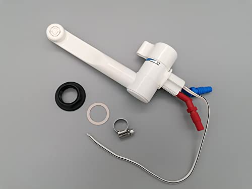 CR-MOESANCO® Wasserhahn für kaltes und warmes Wasser + 2 x INOX Klemme für Wohnwagen, Wohnmobil, Wohnmobil oder Boot mit Schalter 12 V von CR-MOESANCO