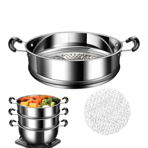 Dampfgarer aus Edelstahl | -Dampfpfanne | weiche Griffe | Dampfgarer mit Stapelpfanneneinsatz | Küchenutensilien-Set Dampfgarer aus Edelstahl | -Dampfpfanne | weiche Griffe | Dampfgarer mit Stapelpfanneneinsatz | Küchenutensilien-Set von Genérico