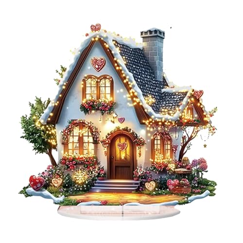 Dekoration in Form eines kleinen Hauses, Schild in Form eines Hauses, Dekoration für das Haus des Valentinstags, kleine Dekoration für Winterregale, Acrylschild in Hausform, Dekoration Dekoration in Form eines kleinen Hauses, Schild in Form eines Hauses, Dekoration für das Haus des Valentinstags, kleine Dekoration für Winterregale, Acrylschild in Hausform, Dekoration von Genérico