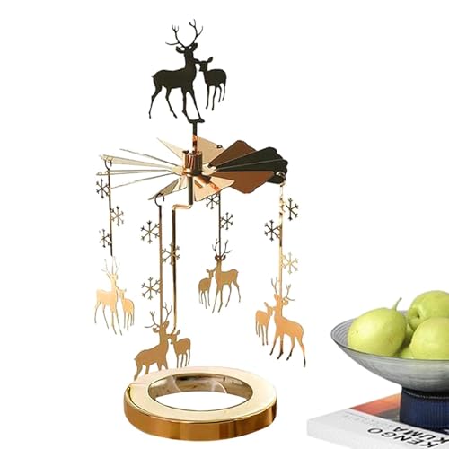 Drehbarer Kerzenhalter | Carousel CARDLE THISTER | Fairytale Round Thermal drehbarer Kerzenständer – Romantische rotierende Laterne, kreativer Tisch für Heimdekoration, Party von Genérico